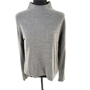 Croft & Barrow Mock Turtleneck Heather Gray Cable Knit Sweater Size Medium